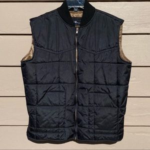 Quilted Down Puffer Vest Black Mens Size M Blend